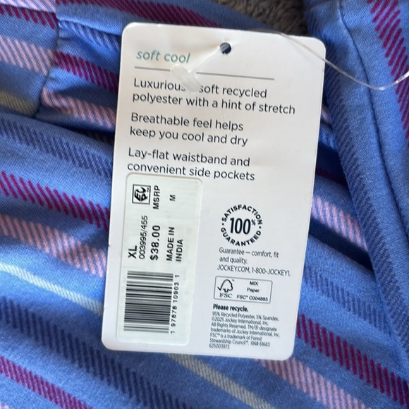 Jockey Soft Cool Jogger in Blue Dashed Stripe Size XL NWT - Picture 4 of 7